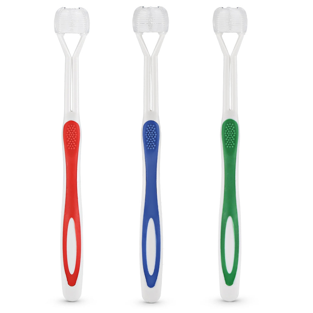 3PCS Three-sided Toothbrushes with 4PCS Replaceable Brush Heads