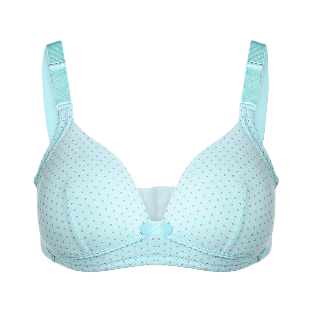 Dot Pattern Wire Free Cotton Breast Feeding Bra for Pregnant Women