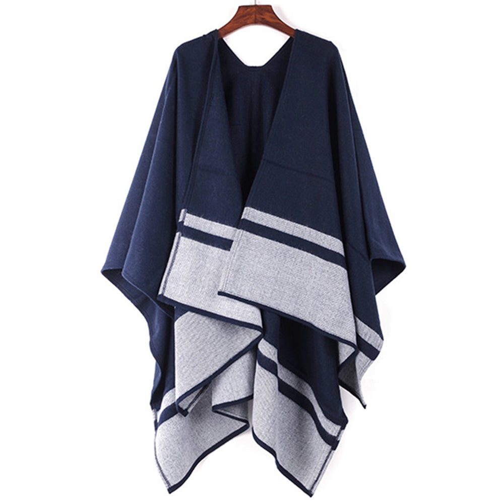 Double Blue Striped Scarf Shawl thickened