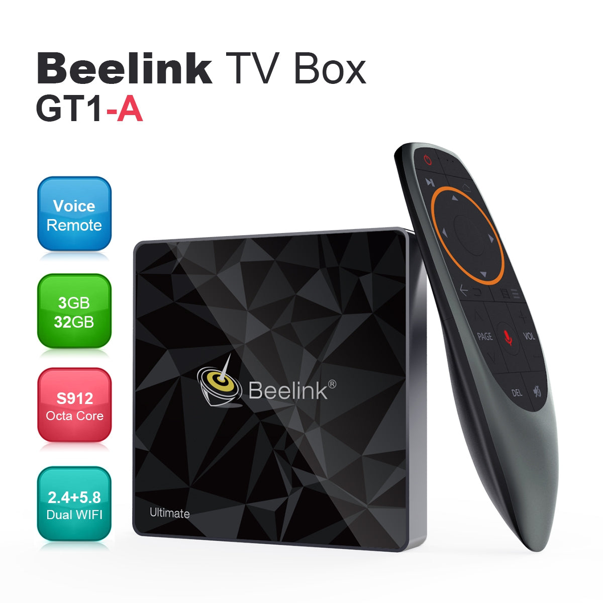 Beelink GT1 - A Android 7.1 S912 Octa Core 3GB + 32GB 2.4GHz / 5.8GHz 1000Mbps BT 4K Smart TV Bo...