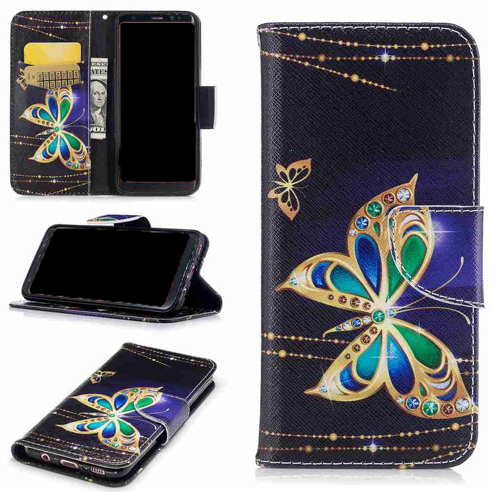 Big Butterfly Painted Pu Phone Case for Samsung Galaxy S8