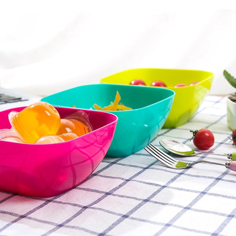 DIHE Plastic Square Snack Bowls Durable Various Styles