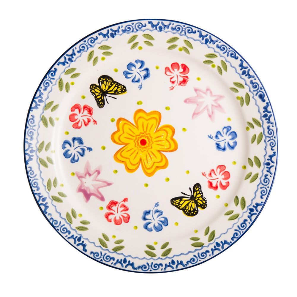 1 Piece Flower Butterfly Pattern Dining Plate