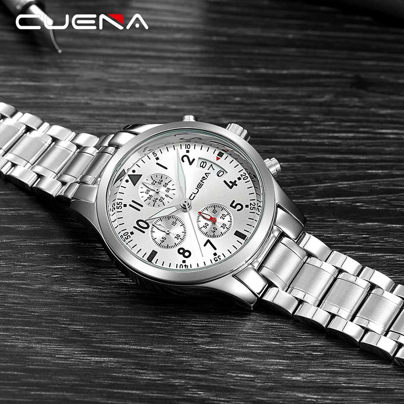 CUENA 6810G Men Multifunctional Stainless Steel Quartz Watch