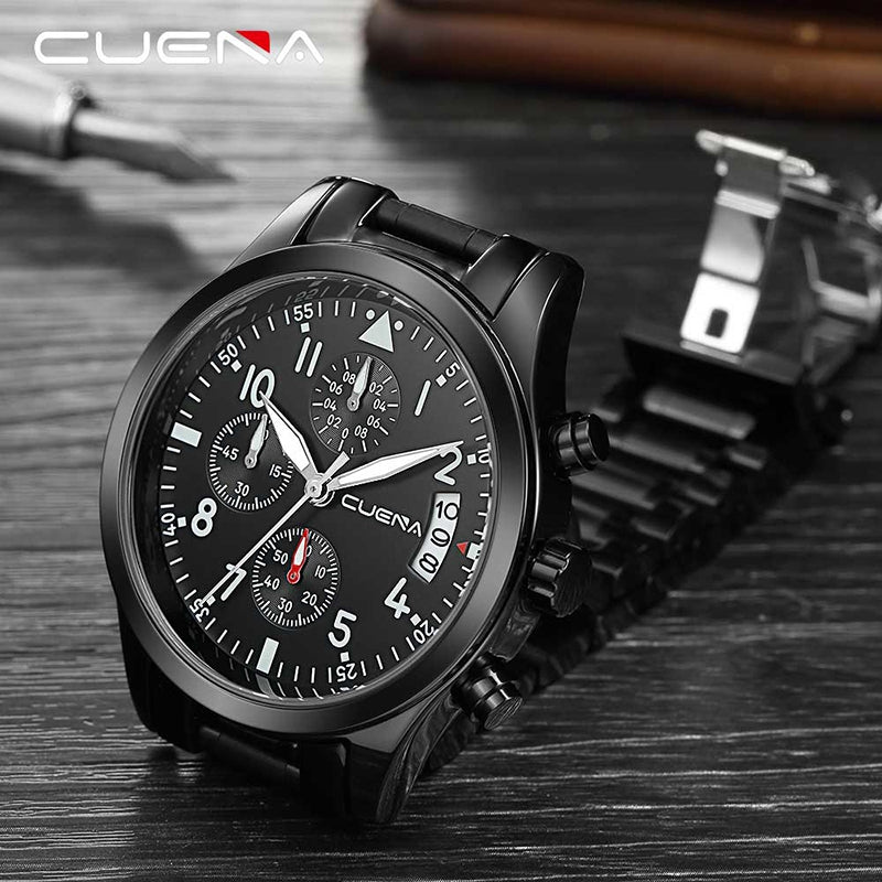 CUENA 6810G Men Multifunctional Stainless Steel Quartz Watch