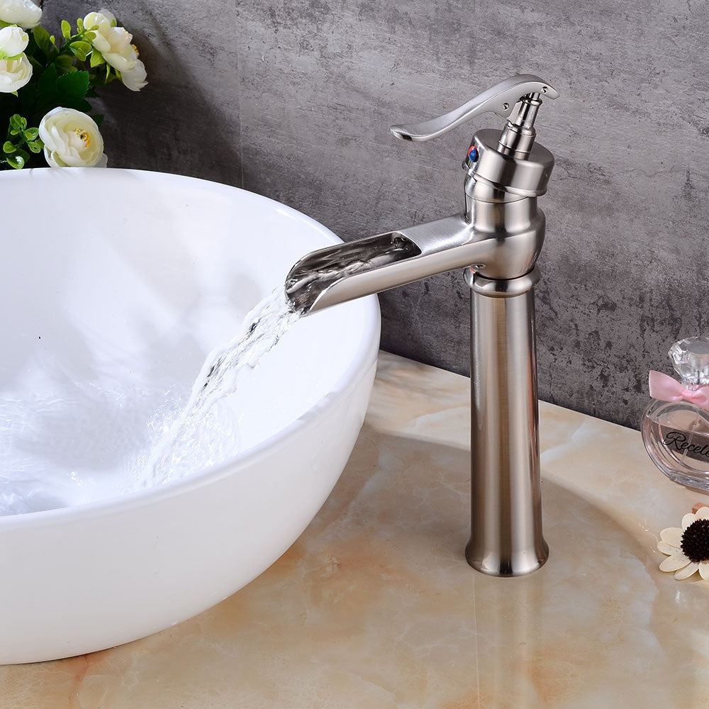 Drawing Waterfall Basin Faucet European Style All Copper Platform Basin