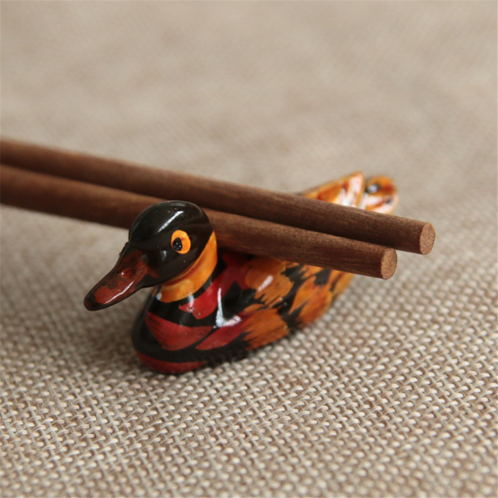 2pcs Mandarin Duck Wooden Chopsticks Holder