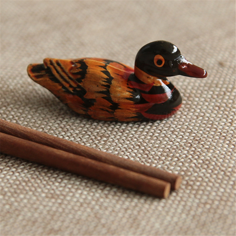 2pcs Mandarin Duck Wooden Chopsticks Holder