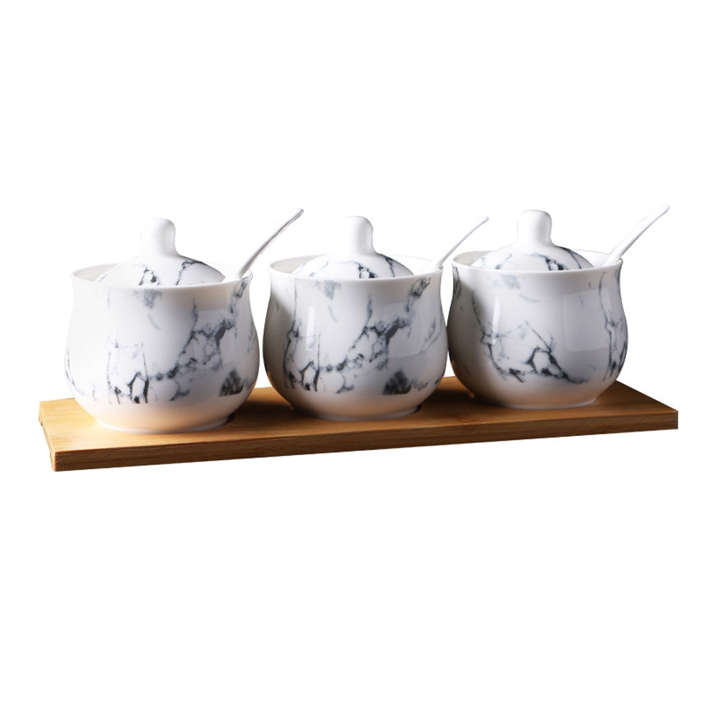 7PC Delicate Modern Marble Pattern Ceramic Seasoning Pot