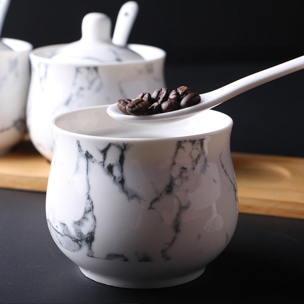 7PC Delicate Modern Marble Pattern Ceramic Seasoning Pot
