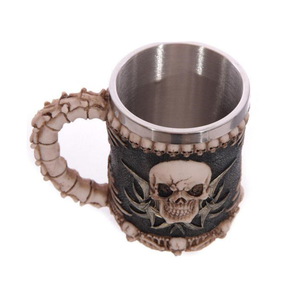 Creative 3D Stereo Skull Face Resin Case Stainless Steel Cup 230ML