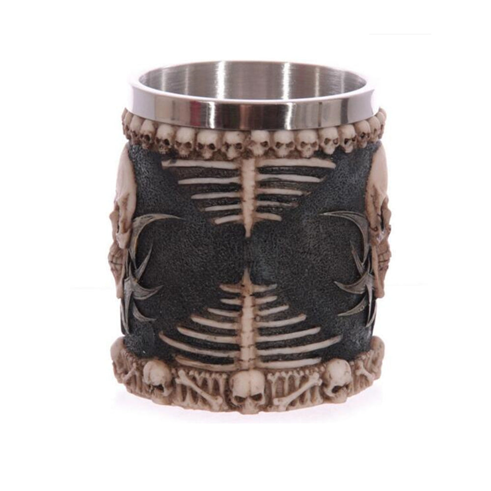 Creative 3D Stereo Skull Face Resin Case Stainless Steel Cup 230ML