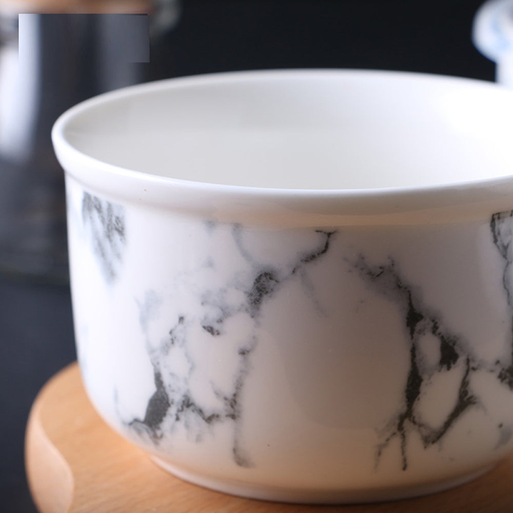 3PCS Creative Marbling Ceramic Convenient Lunch Bowls