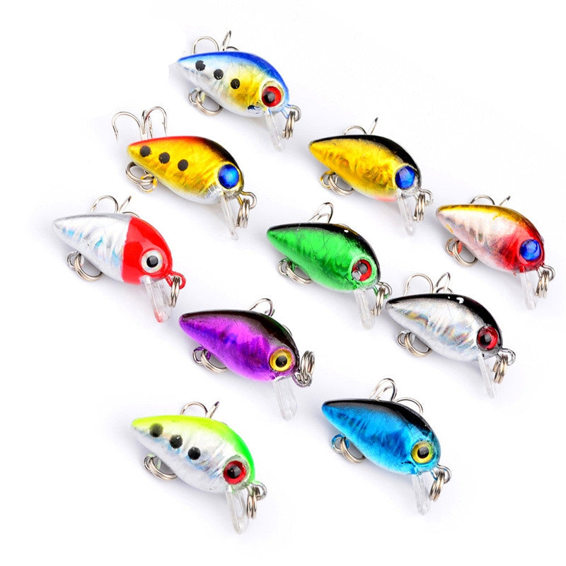 10 PCS Mini Fishing Lures 10 Colors Fishing Bait 2.6CM / 1.6G Fishing Tackle 10 High Carbon Stee...