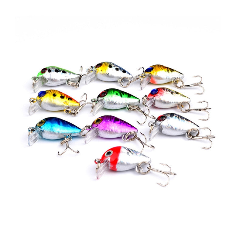 10 PCS Mini Fishing Lures 10 Colors Fishing Bait 2.6CM / 1.6G Fishing Tackle 10 High Carbon Stee...