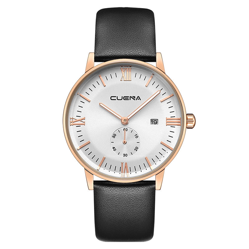 CUENA 6623P Men Fashion Trendy Genuine Leather Waterproof Wristwatch