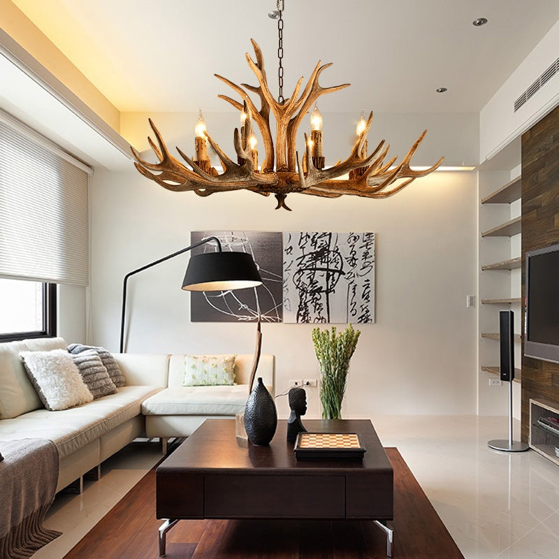 American Country Style Antler Chandeliers for Living Room Bedroom Nordic Restaurant Cafe Bars