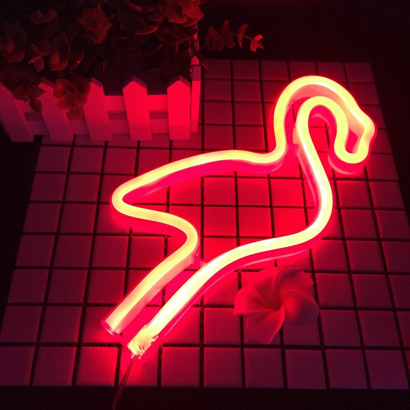 Creative Neon Lamp Flamingo Shaped LED Night Light Home Festival Wedding Decor