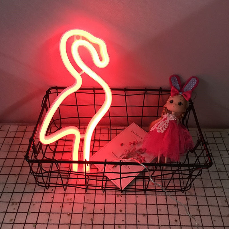 Creative Neon Lamp Flamingo Shaped LED Night Light Home Festival Wedding Decor