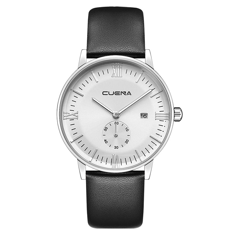 CUENA 6623P Men Fashion Trendy Genuine Leather Waterproof Wristwatch