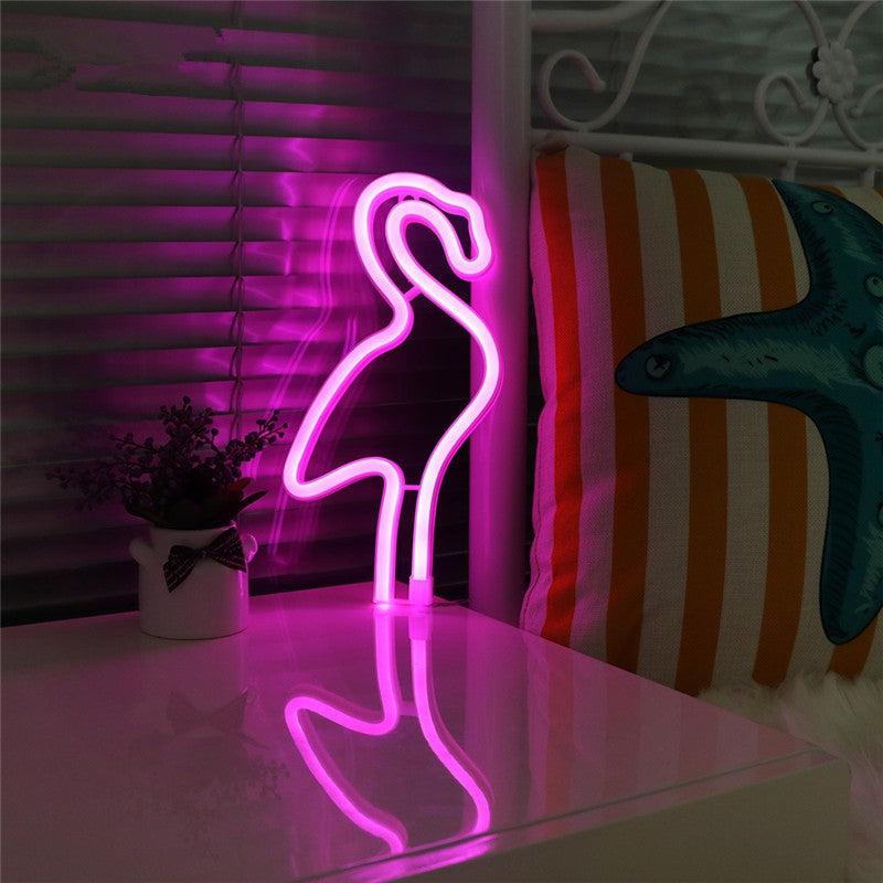 Creative Neon Lamp Flamingo Shaped LED Night Light Home Festival Wedding Decor