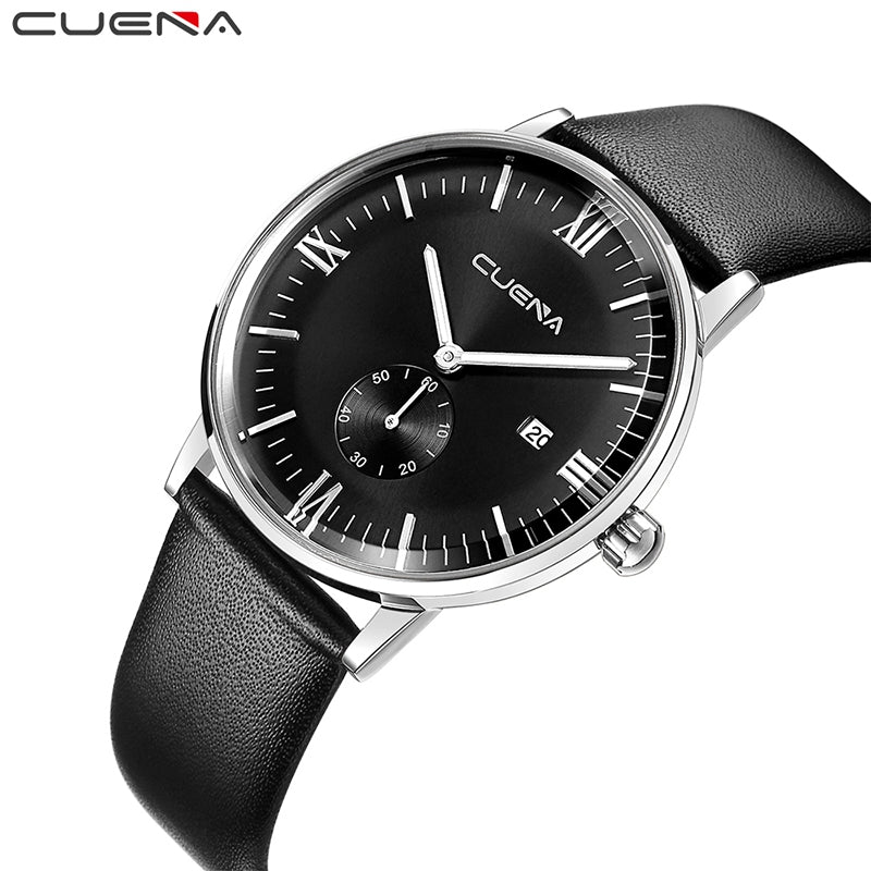 CUENA 6623P Men Fashion Trendy Genuine Leather Waterproof Wristwatch