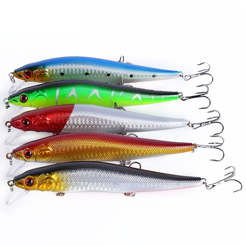 14cm Fishing Lure Minnow Hard Bait with 3 Hooks Tackle 3D Eyes 5pcs