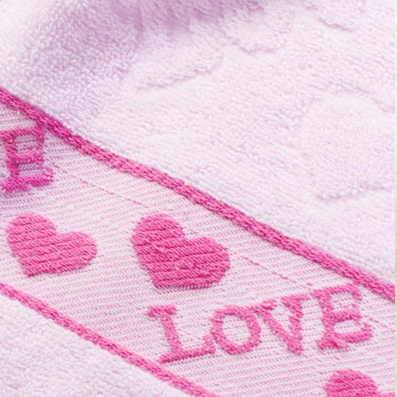 3 Pcs Home Washing Towels Set Modern Sweet Hearts Pattern Supple Face Towels