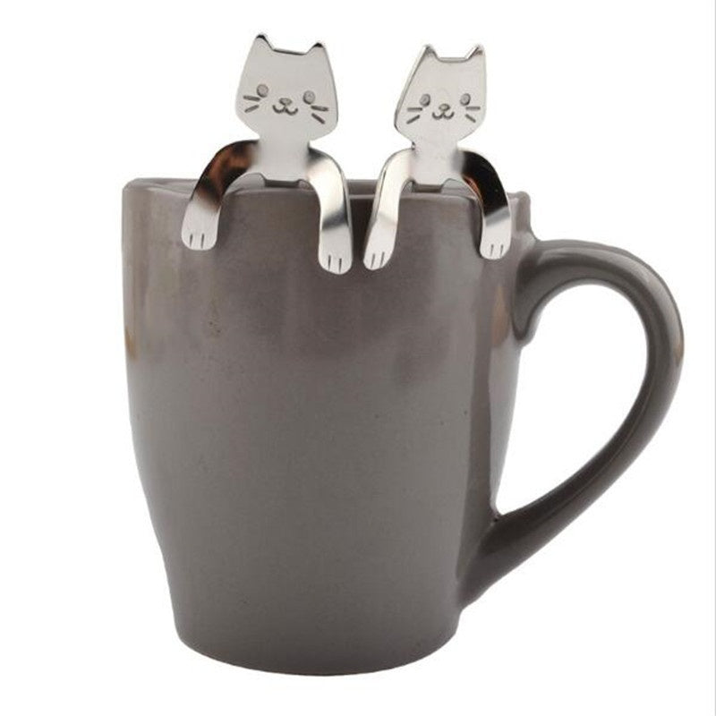 Cute Cat Spoon Long Handle Spoons Flatware Drinking Tools  Gadgets