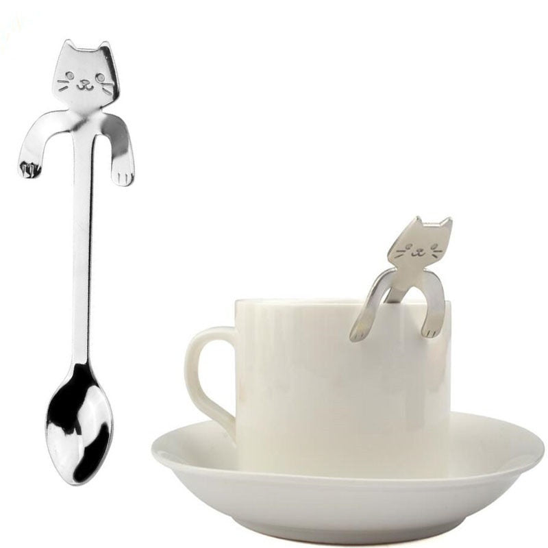 Cute Cat Spoon Long Handle Spoons Flatware Drinking Tools  Gadgets