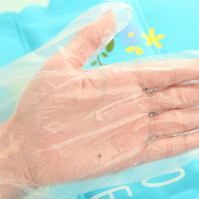 100PCS Disposable Gloves PE Film Plastic Gloves Restaurant Home Service Transparent Pumping Slip...