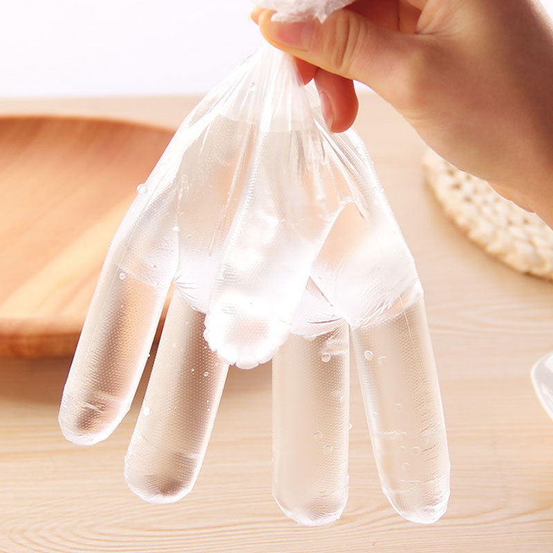 100PCS Disposable Gloves PE Film Plastic Gloves Restaurant Home Service Transparent Pumping Slip...