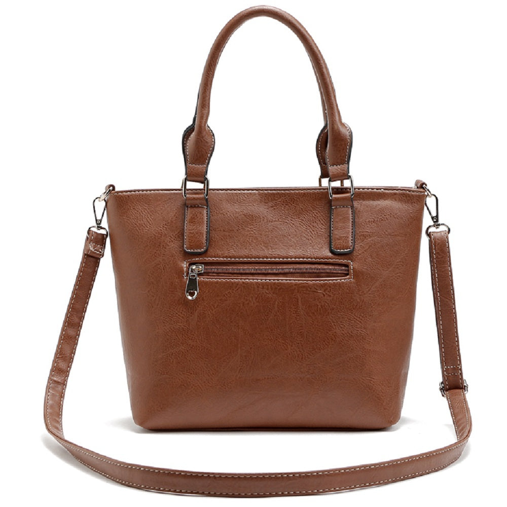 Buckle Solid Color Studs Tote Bag