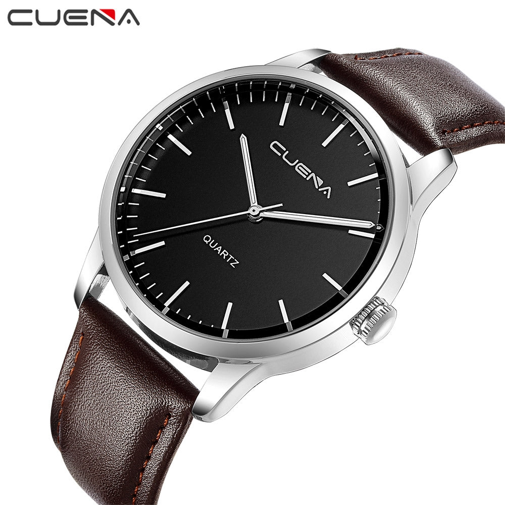 CUENA 6608P Men's Fashion Trendy Leather Quartz Wristwatch