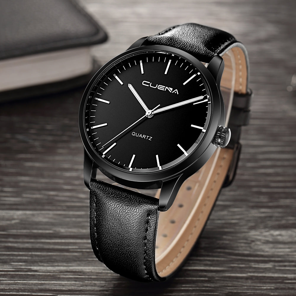 CUENA 6608P Men's Fashion Trendy Leather Quartz Wristwatch