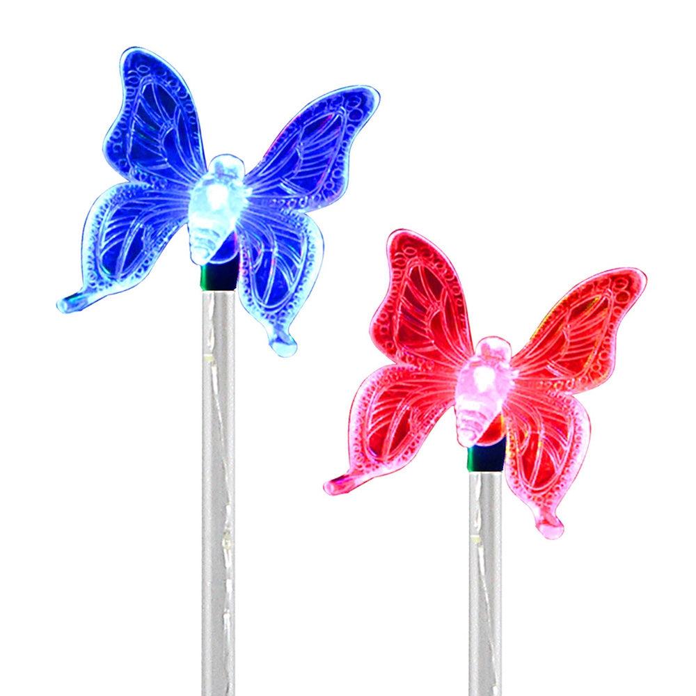 2PCS Solar Color-changing Butterfly Outdoor Garden Stake Light