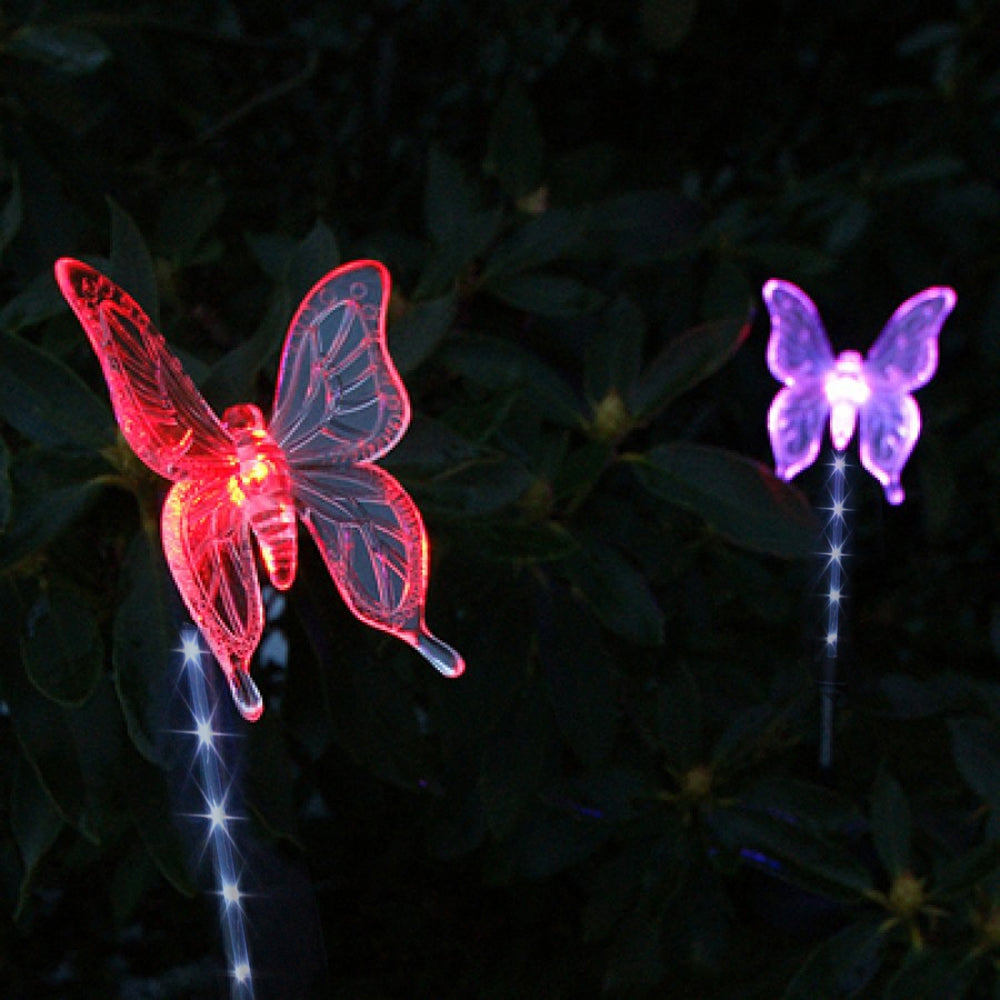 2PCS Solar Color-changing Butterfly Outdoor Garden Stake Light