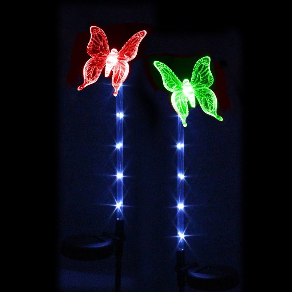 2PCS Solar Color-changing Butterfly Outdoor Garden Stake Light