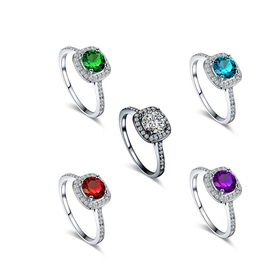 9 Colors Rhinestone Ring for Women Vintage Jewelry Fashion Zircon Rings White Crystal Bijoux Bag...