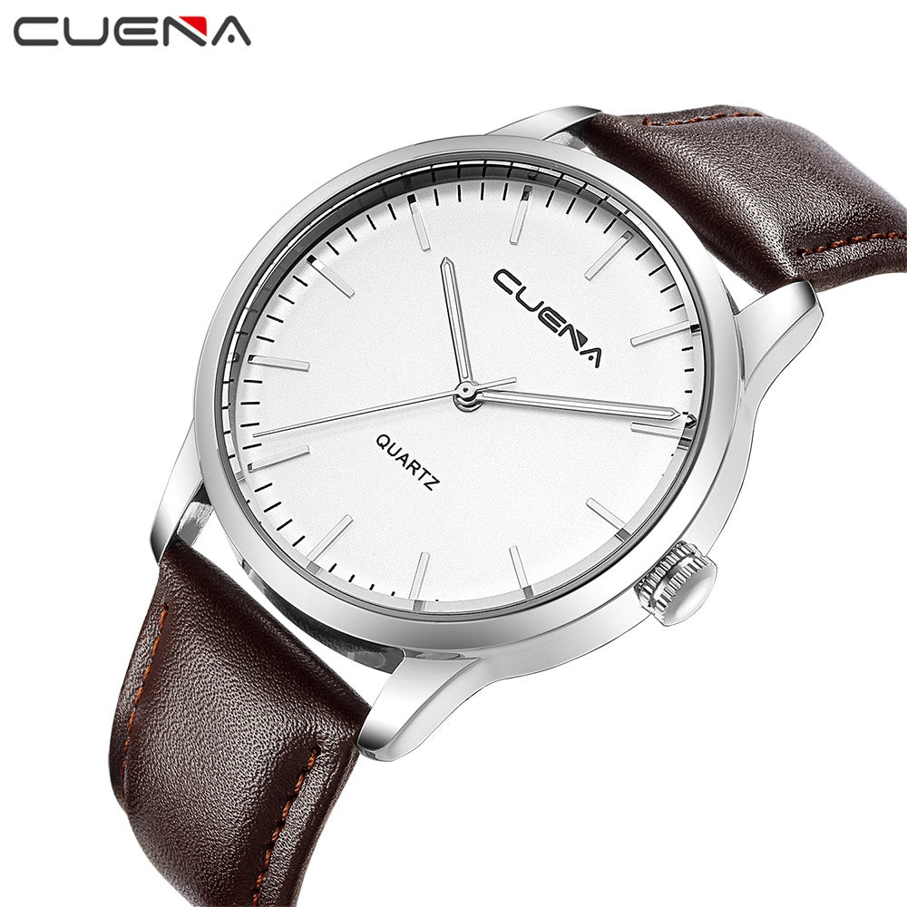 CUENA 6608P Men's Fashion Trendy Leather Quartz Wristwatch