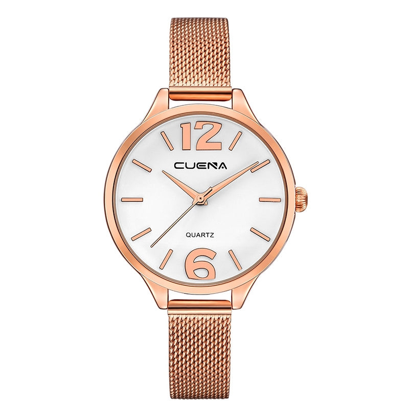 CUENA 6630G Women Fashion Stainless steel Watchband Quartz Wristwatch