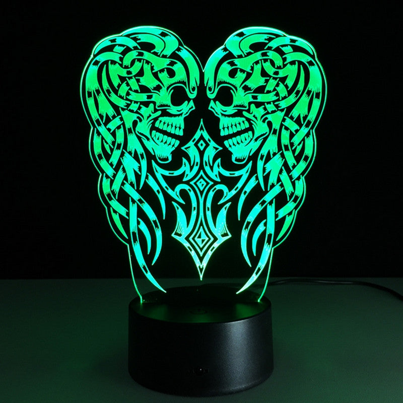 3D Demon Skull LED Effect Light 7 Colors Micro USB Desk Lamp