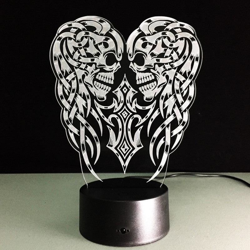 3D Demon Skull LED Effect Light 7 Colors Micro USB Desk Lamp