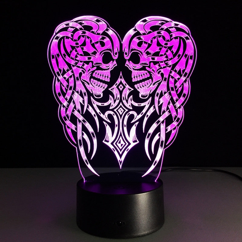 3D Demon Skull LED Effect Light 7 Colors Micro USB Desk Lamp