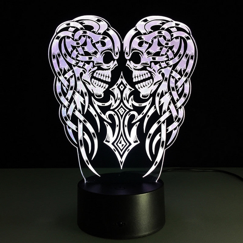3D Demon Skull LED Effect Light 7 Colors Micro USB Desk Lamp