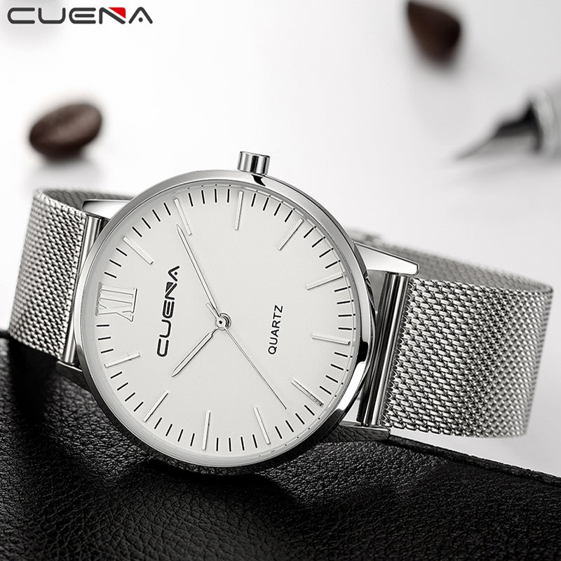 CUEAN 6632G Men Fashion Quartz Wristwatch Stainless Steel Watchband