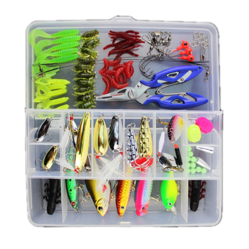 101pcs Bionic Lure Fishing Minnow Crank Spoon Soft Hard Bait Spinner Hook Tackle