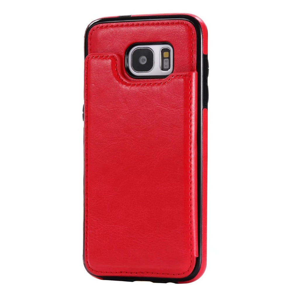 Case for Samsung Galaxy S7 Card Holder with Stand Back Cover Solid Color Hard PU Leather