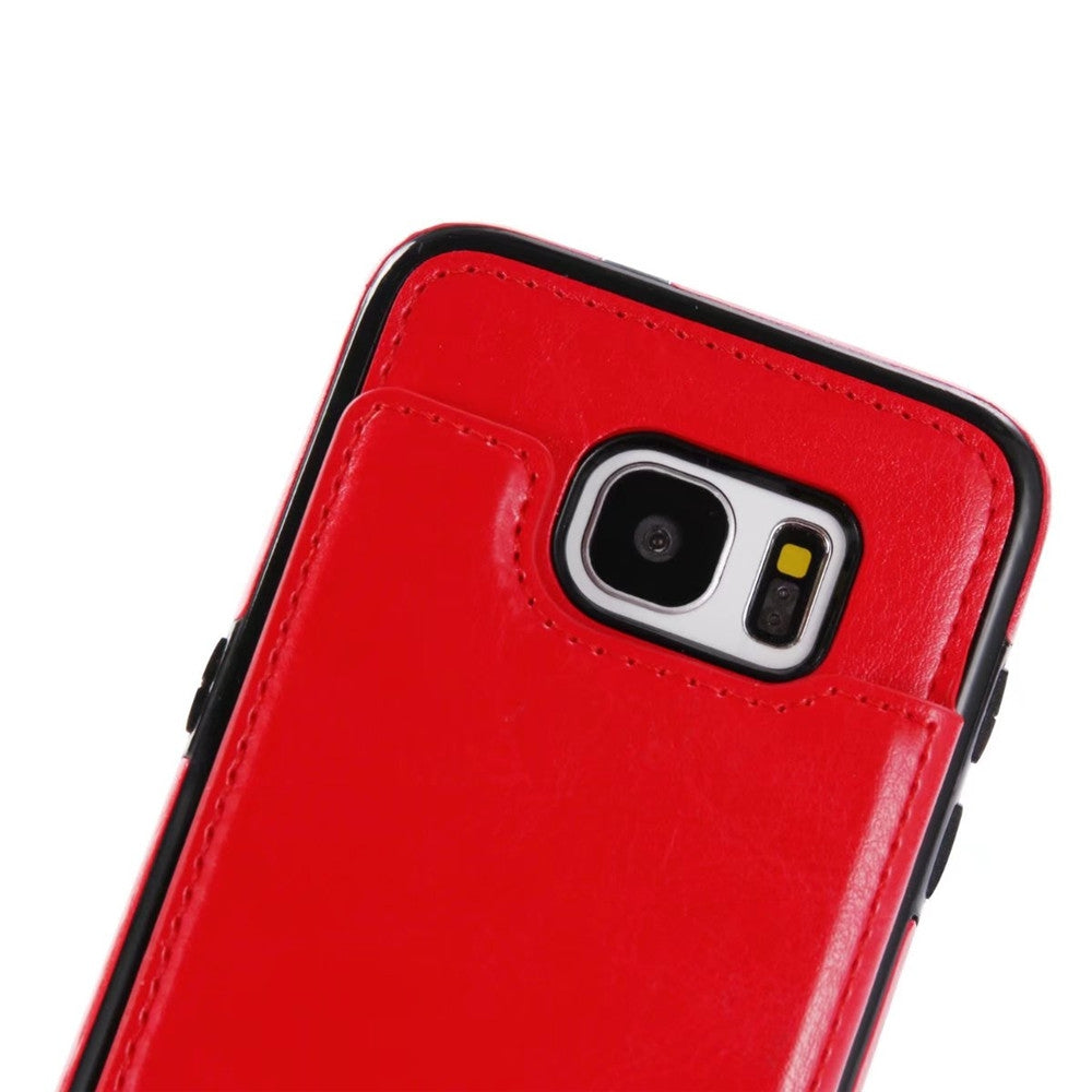 Case for Samsung Galaxy S7 Card Holder with Stand Back Cover Solid Color Hard PU Leather