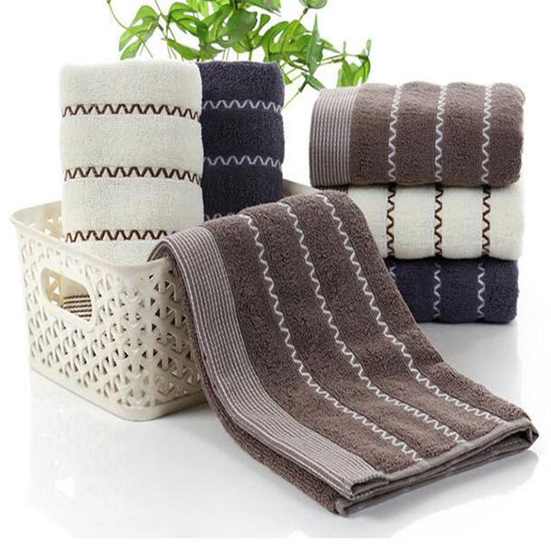 1Pc Face Towel Modern Solid Striped Pattern Comfortable Soft Washing Towels